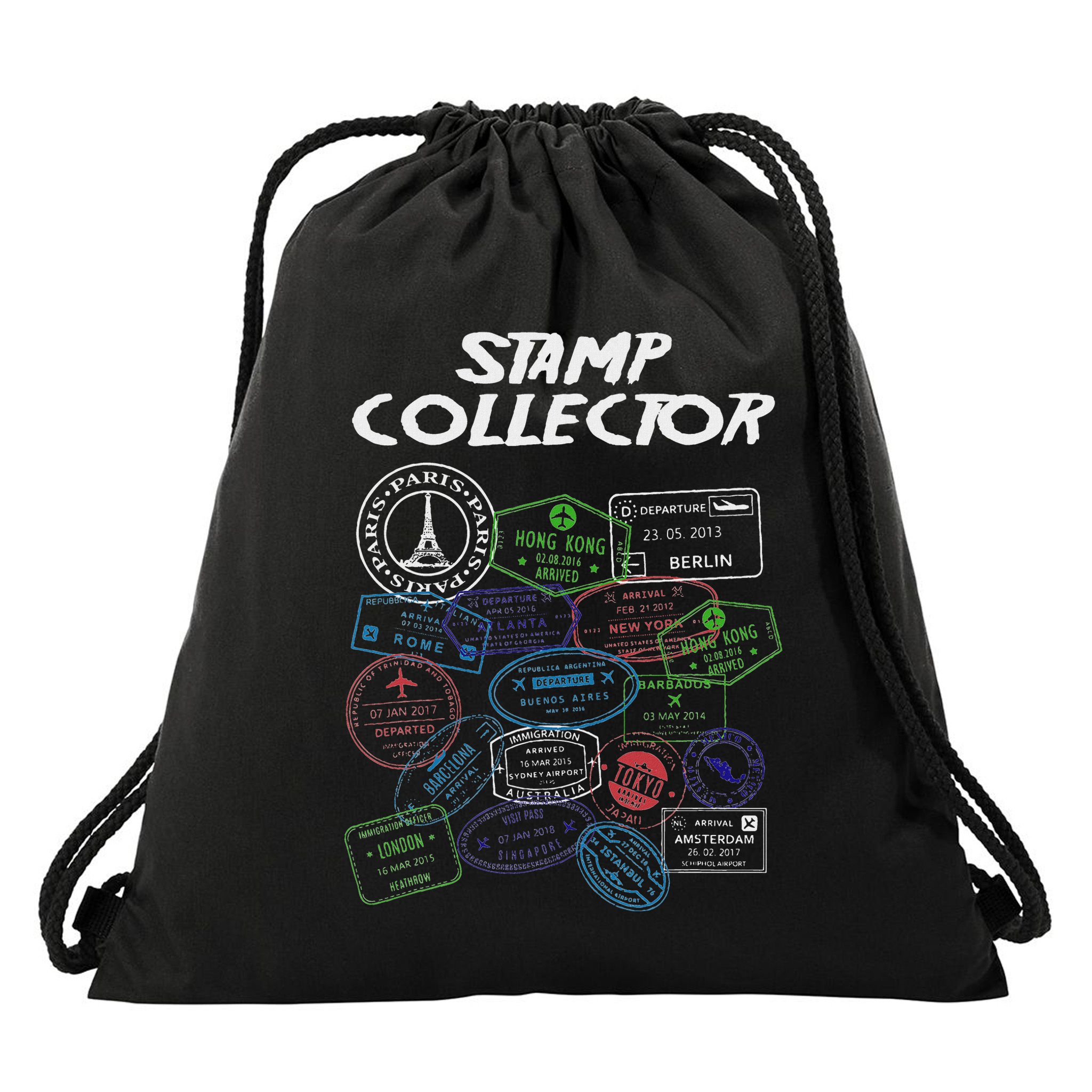 Passport Stamp Collector Wanderer And Adventurer Drawstring Bag