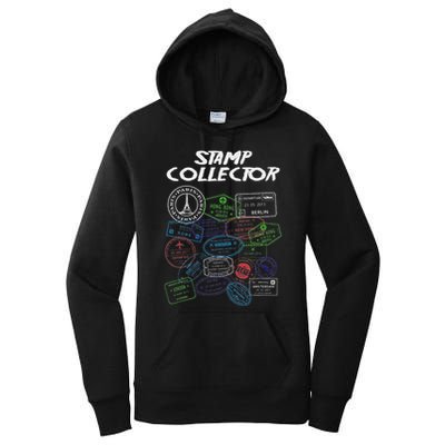 Passport Stamp Collector Wanderer And Adventurer Women's Pullover Hoodie