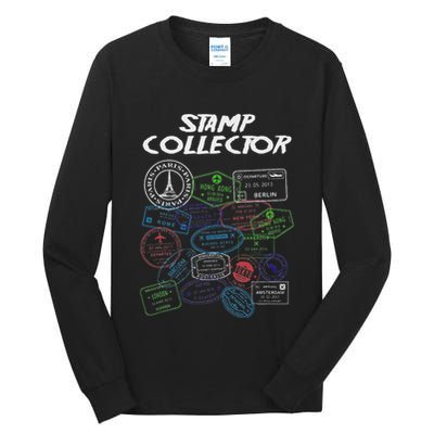 Passport Stamp Collector Wanderer And Adventurer Tall Long Sleeve T-Shirt