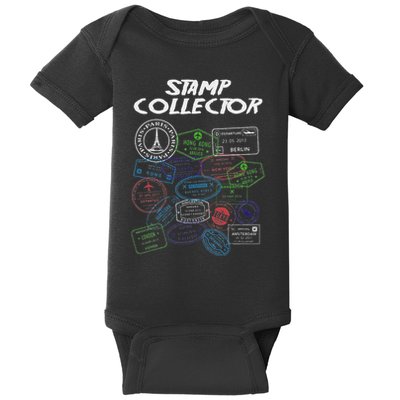 Passport Stamp Collector Wanderer And Adventurer Baby Bodysuit