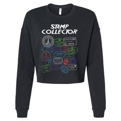 Passport Stamp Collector Wanderer And Adventurer Cropped Pullover Crew