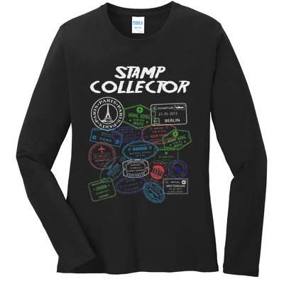 Passport Stamp Collector Wanderer And Adventurer Ladies Long Sleeve Shirt