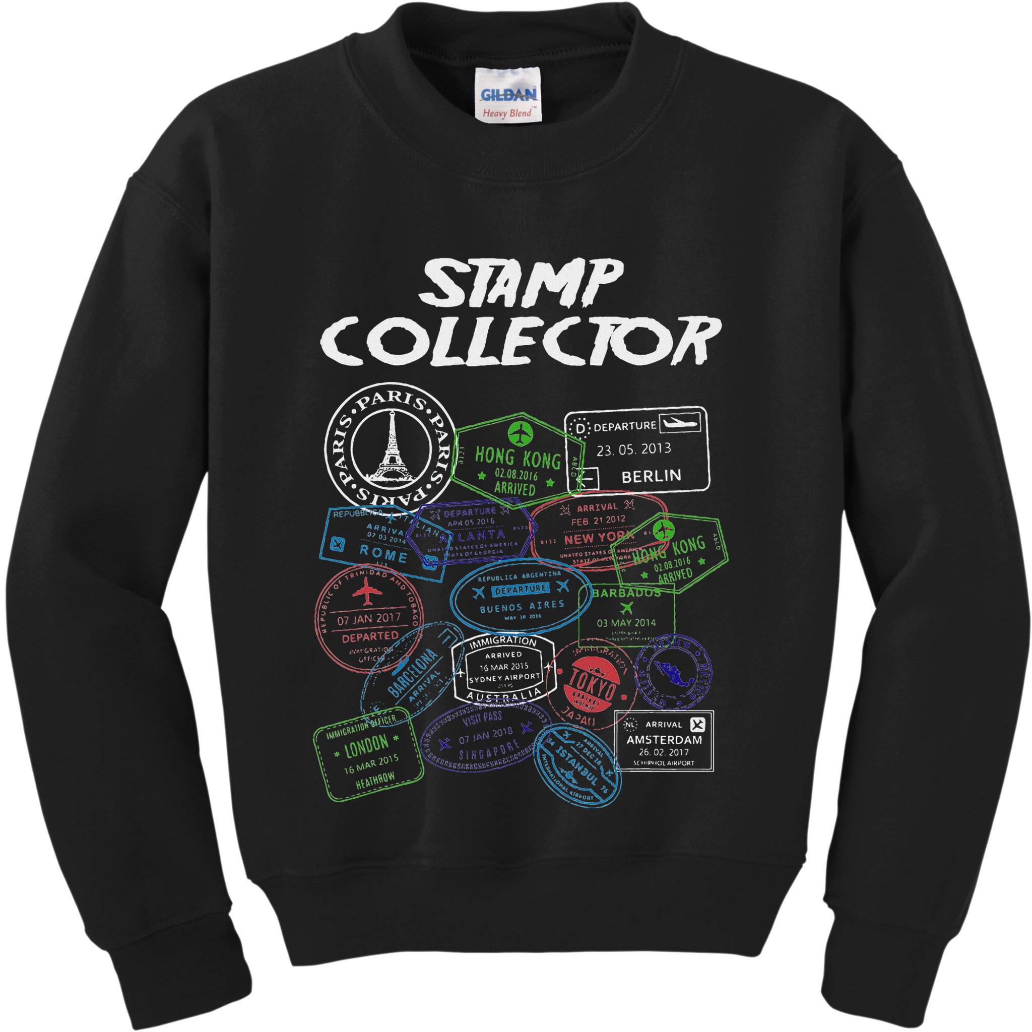 Passport Stamp Collector Wanderer And Adventurer Kids Sweatshirt