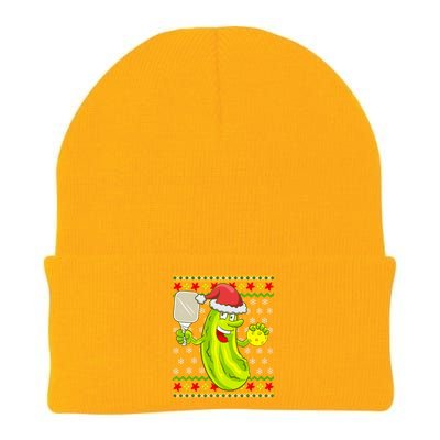 Pickleball Santa Claus Ugly Christmas Sweater Pattern Knit Cap Winter Beanie