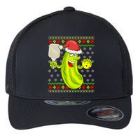 Pickleball Santa Claus Ugly Christmas Sweater Pattern Flexfit Unipanel Trucker Cap