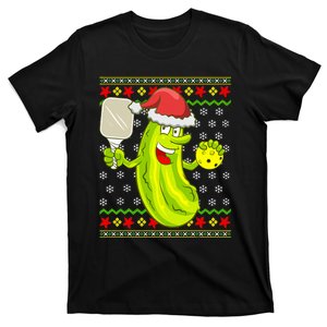 Pickleball Santa Claus Ugly Christmas Sweater Pattern T-Shirt