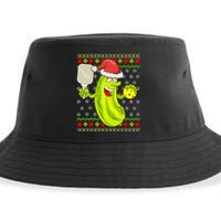 Pickleball Santa Claus Ugly Christmas Sweater Pattern Sustainable Bucket Hat