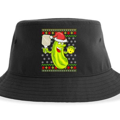 Pickleball Santa Claus Ugly Christmas Sweater Pattern Sustainable Bucket Hat