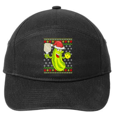 Pickleball Santa Claus Ugly Christmas Sweater Pattern 7-Panel Snapback Hat