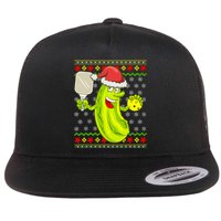 Pickleball Santa Claus Ugly Christmas Sweater Pattern Flat Bill Trucker Hat