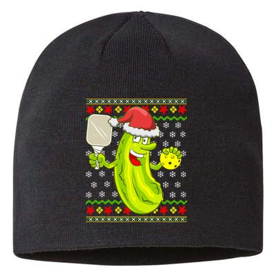 Pickleball Santa Claus Ugly Christmas Sweater Pattern Sustainable Beanie