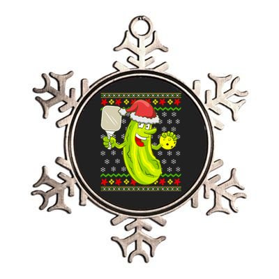 Pickleball Santa Claus Ugly Christmas Sweater Pattern Metallic Star Ornament