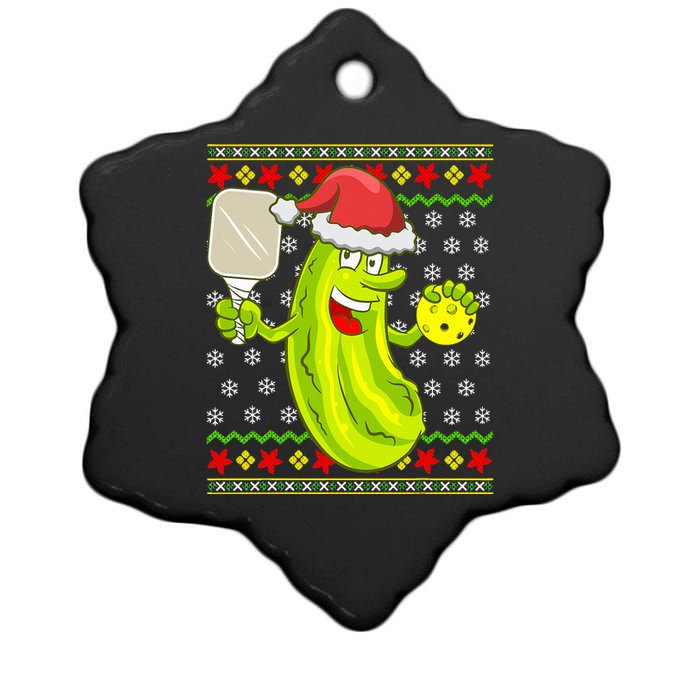 Pickleball Santa Claus Ugly Christmas Sweater Pattern Ceramic Star Ornament