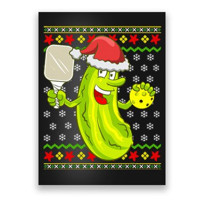 Pickleball Santa Claus Ugly Christmas Sweater Pattern Poster