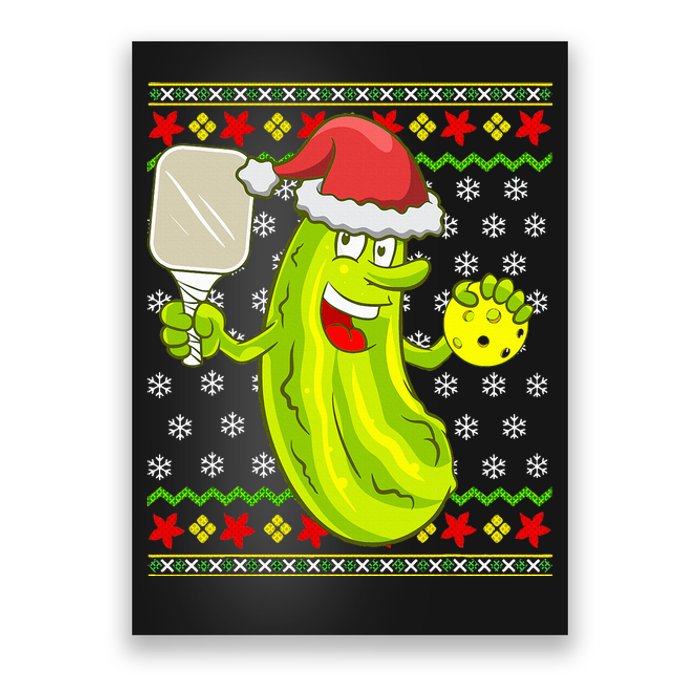 Pickleball Santa Claus Ugly Christmas Sweater Pattern Poster