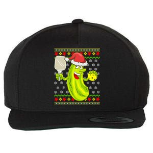 Pickleball Santa Claus Ugly Christmas Sweater Pattern Wool Snapback Cap