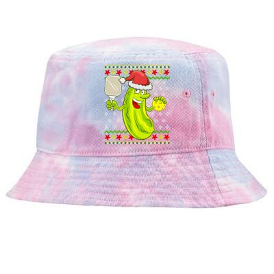 Pickleball Santa Claus Ugly Christmas Sweater Pattern Tie-Dyed Bucket Hat