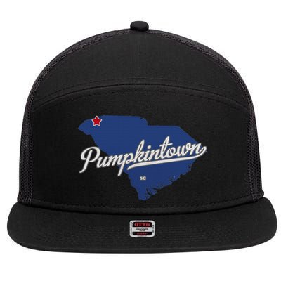 Pumpkintown South Carolina Sc Map 7 Panel Mesh Trucker Snapback Hat