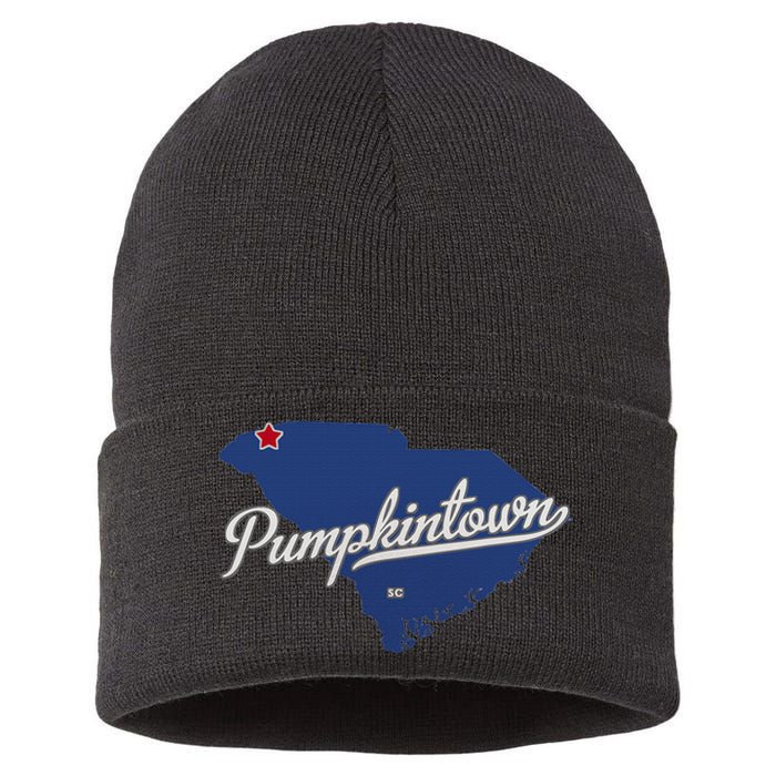 Pumpkintown South Carolina Sc Map Sustainable Knit Beanie