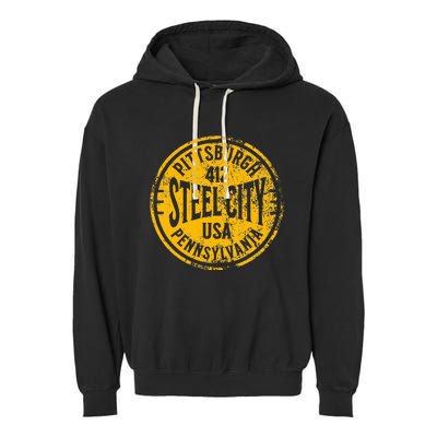 Pittsburgh Steel City Pennsylvania 412 Home Vintage Garment-Dyed Fleece Hoodie