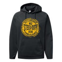 Pittsburgh Steel City Pennsylvania 412 Home Vintage Performance Fleece Hoodie