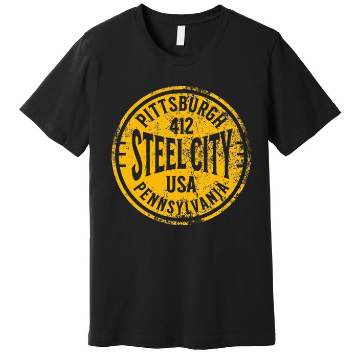 Pittsburgh Steel City Pennsylvania 412 Home Vintage Premium T-Shirt