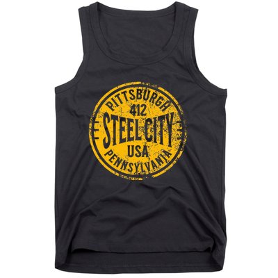 Pittsburgh Steel City Pennsylvania 412 Home Vintage Tank Top