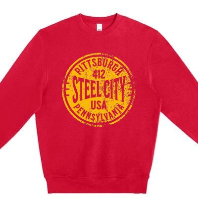 Pittsburgh Steel City Pennsylvania 412 Home Vintage Premium Crewneck Sweatshirt