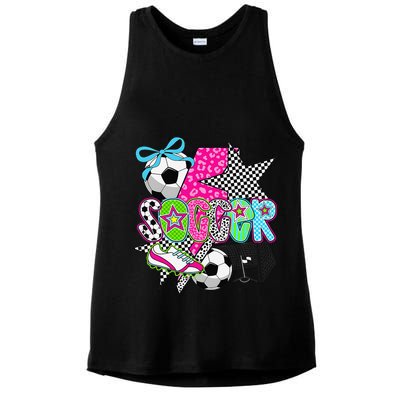 Preppy Soccer Coquette Checkered Star Mama Ladies PosiCharge Tri-Blend Wicking Tank