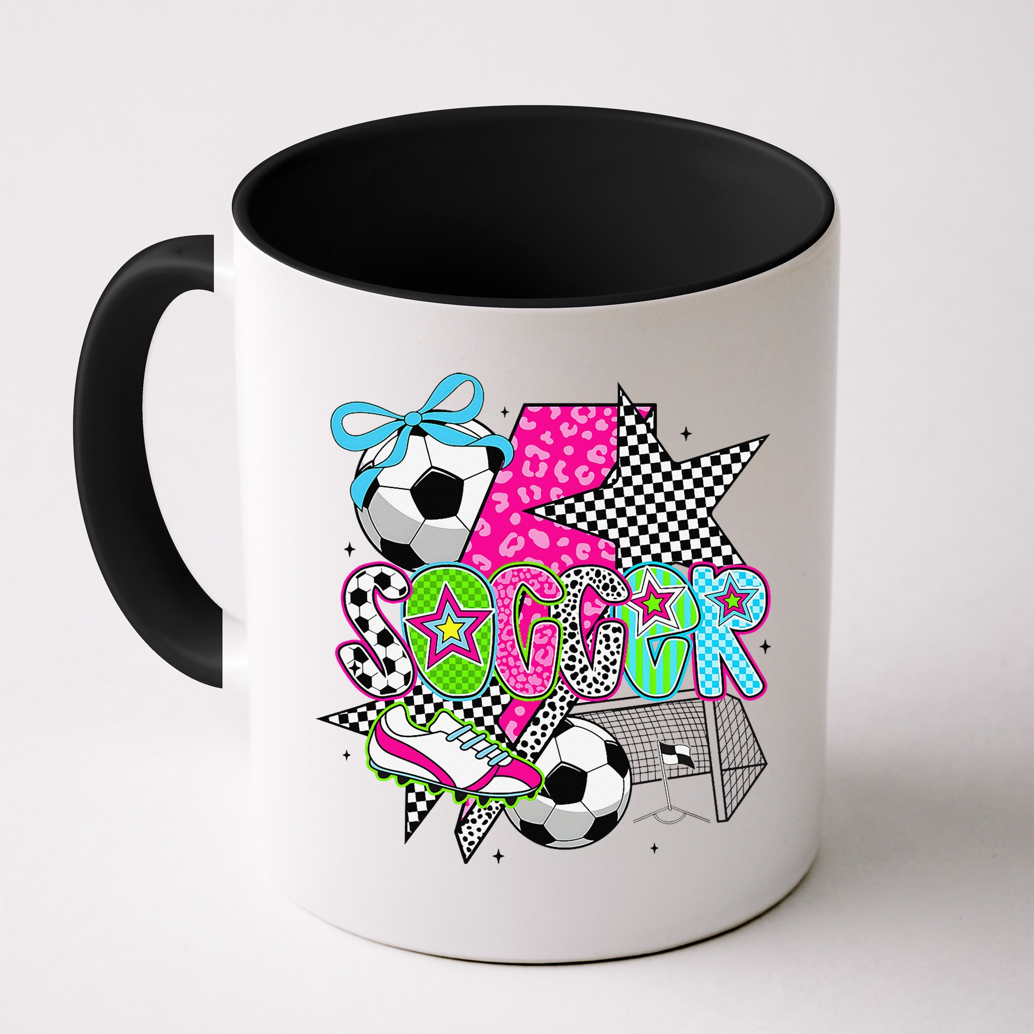 Preppy Soccer Coquette Checkered Star Mama Mug