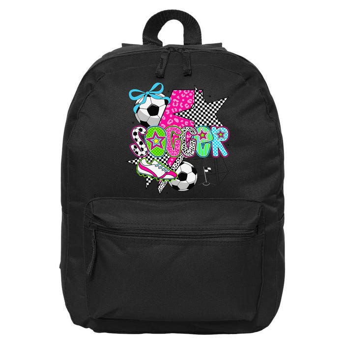 Preppy Soccer Coquette Checkered Star Mama 16 in Basic Backpack