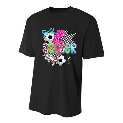 Preppy Soccer Coquette Checkered Star Mama Youth Performance Sprint T-Shirt