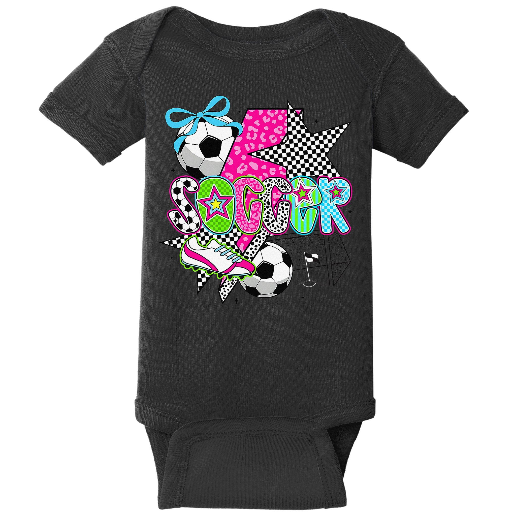 Preppy Soccer Coquette Checkered Star Mama Baby Bodysuit