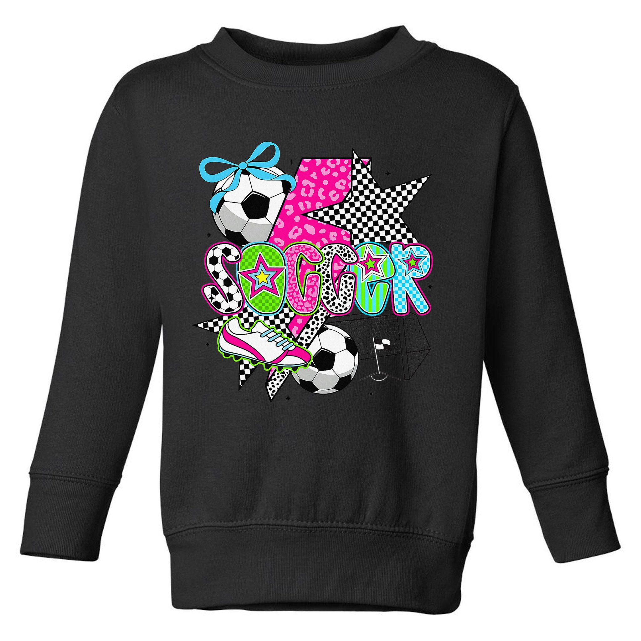 Preppy Soccer Coquette Checkered Star Mama Toddler Sweatshirt