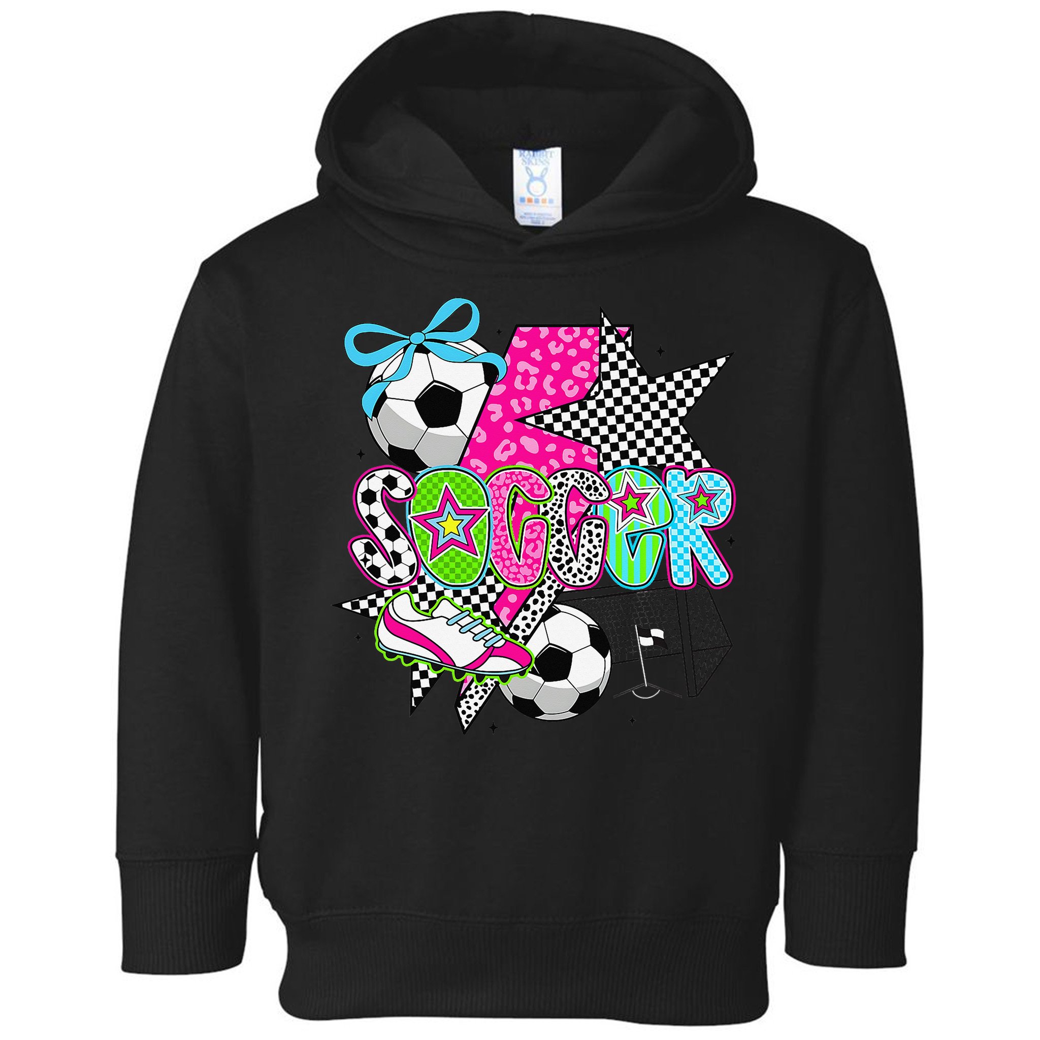 Preppy Soccer Coquette Checkered Star Mama Toddler Hoodie