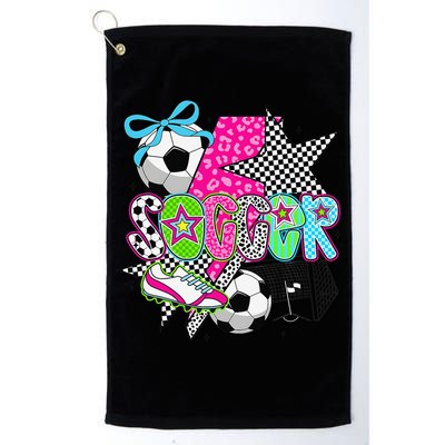 Preppy Soccer Coquette Checkered Star Mama Golf Towel