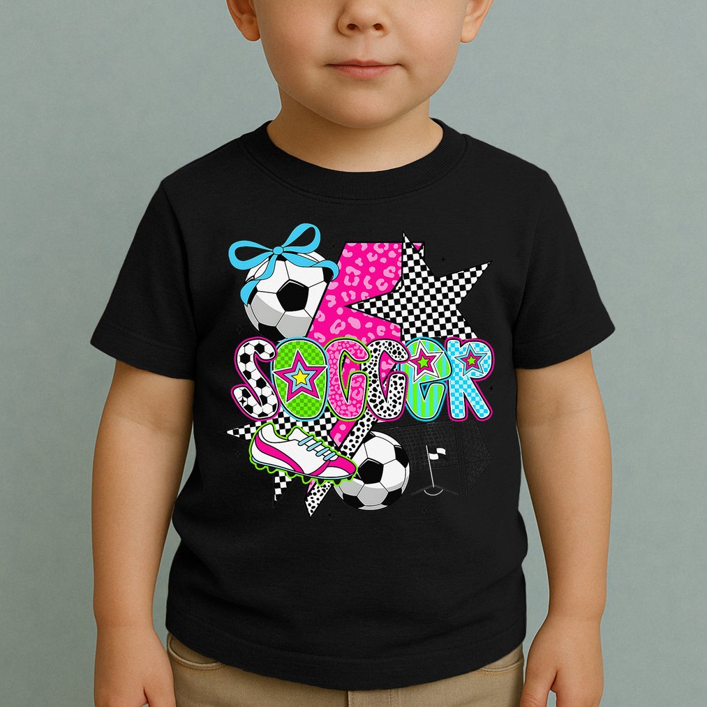 Preppy Soccer Coquette Checkered Star Mama Toddler T-Shirt
