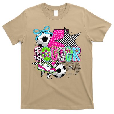 Preppy Soccer Coquette Checkered Star Mama T-Shirt