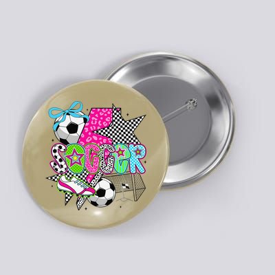 Preppy Soccer Coquette Checkered Star Mama Button
