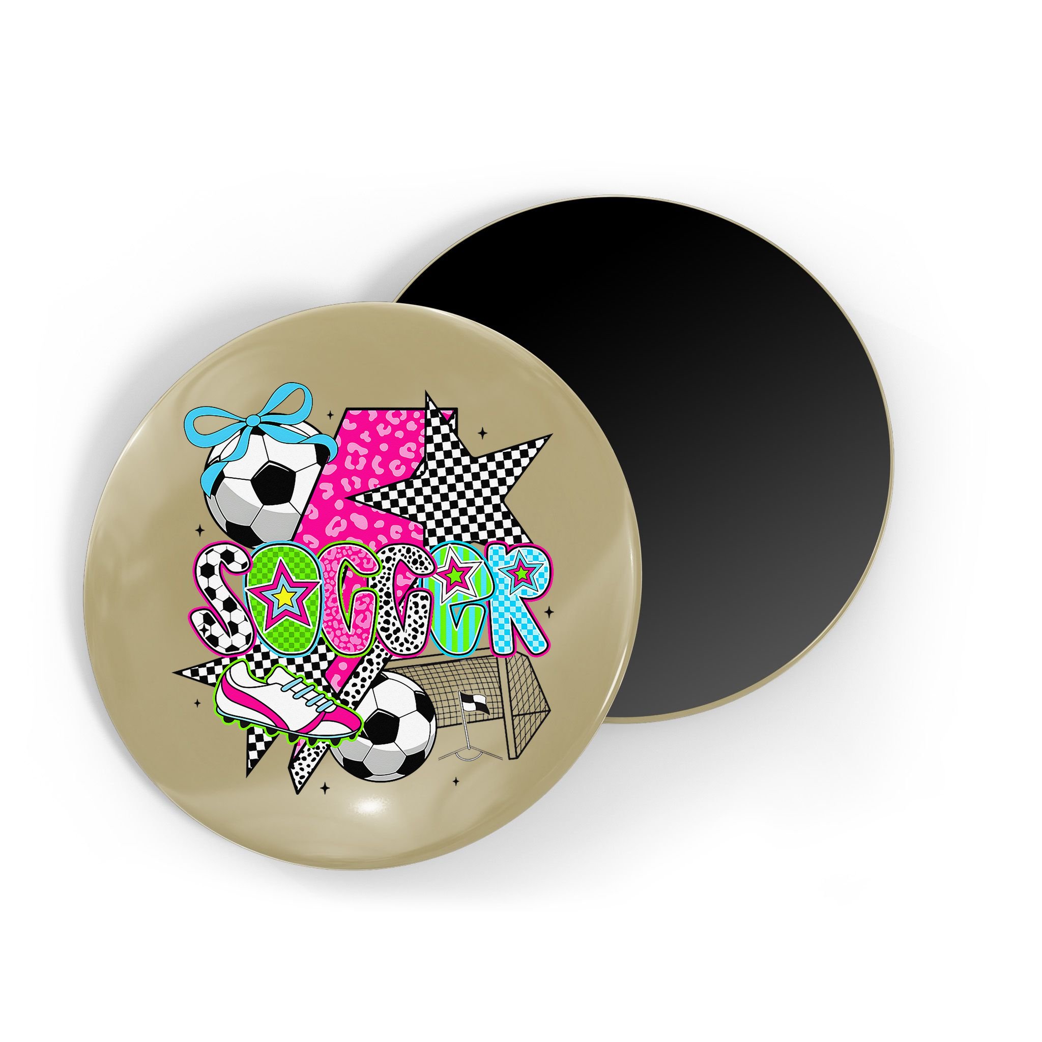 Preppy Soccer Coquette Checkered Star Mama Magnet