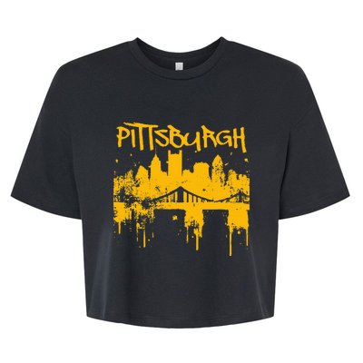 Pittsburgh Steel City Skyline Bella+Canvas Jersey Crop Tee