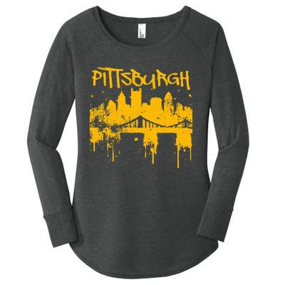 Pittsburgh Steel City Skyline Women's Perfect Tri Tunic Long Sleeve Shirt