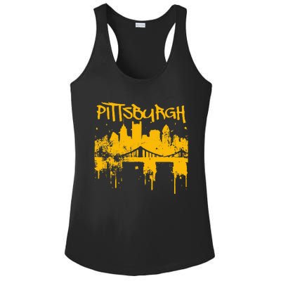 Pittsburgh Steel City Skyline Ladies PosiCharge Competitor Racerback Tank