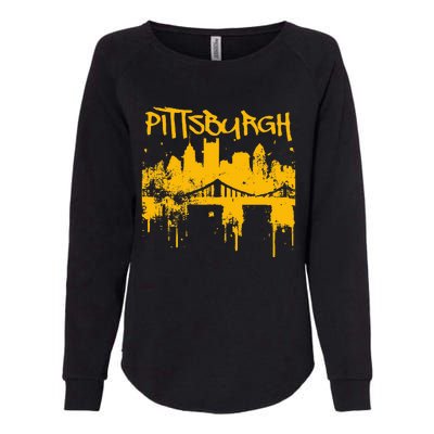 Pittsburgh Steel City Skyline Womens California Wash Sweatshirt