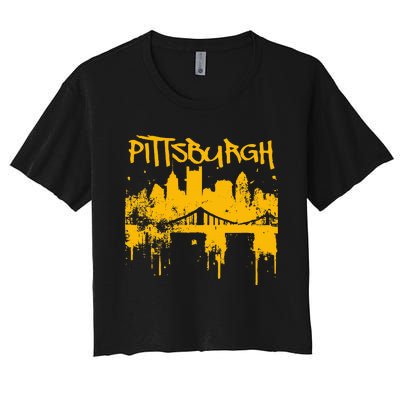 Pittsburgh Steel City Skyline Women's Crop Top Tee