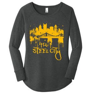 Pittsburgh Steel City Skyline Women's Perfect Tri Tunic Long Sleeve Shirt