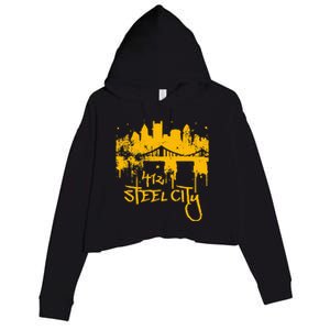 Pittsburgh Steel City Skyline Crop Fleece Hoodie