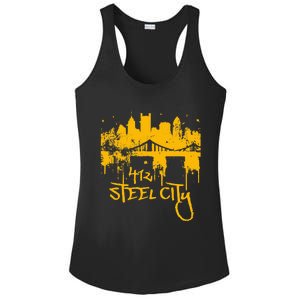 Pittsburgh Steel City Skyline Ladies PosiCharge Competitor Racerback Tank