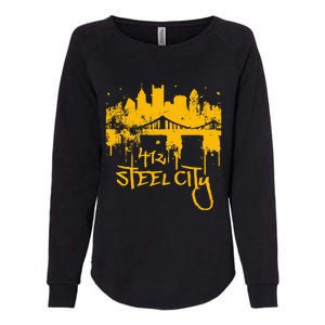 Pittsburgh Steel City Skyline Womens California Wash Sweatshirt