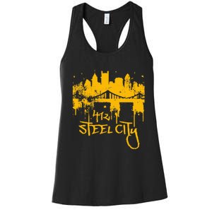 Pittsburgh Steel City Skyline Women's Racerback Tank